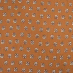 Double gaze de coton Bio & OEKO TEX Augustine motifs fleurs fond caramel