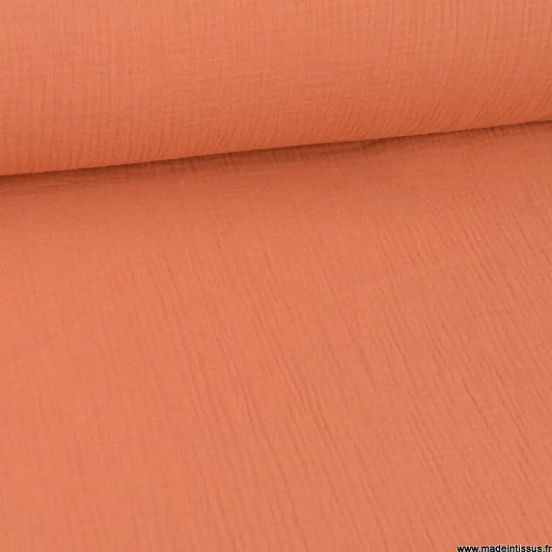 Double gaze de coton Bio uni Argile -OEKO TEX