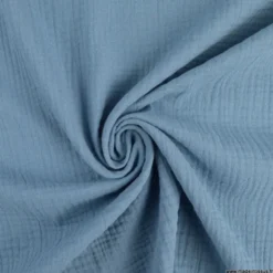 Double gaze de coton Bio uni bleu denim -OEKO TEX