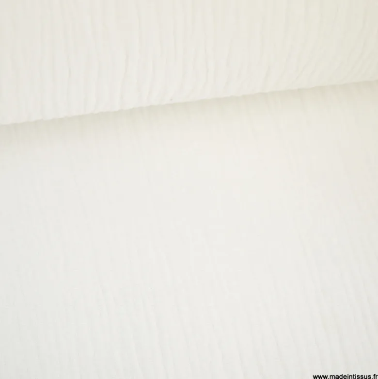 Double gaze de coton Bio uni Blanc cassé Milk -OEKO TEX