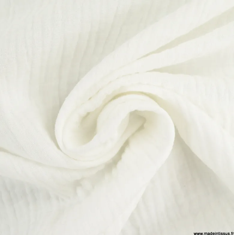 Double gaze de coton Bio uni Blanc cassé Milk -OEKO TEX