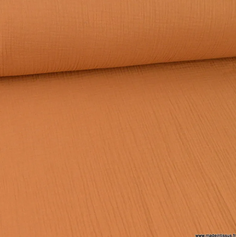 Double gaze de coton Bio uni Camel -OEKO TEX