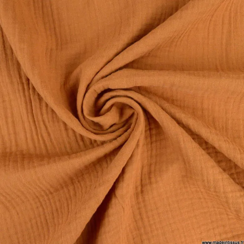 Double gaze de coton Bio uni Camel -OEKO TEX