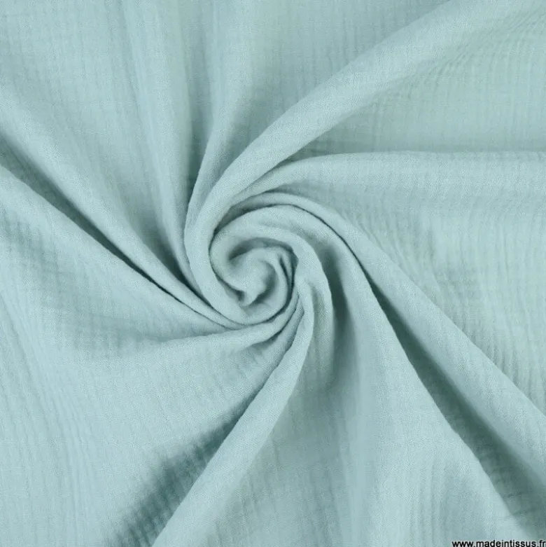 Double gaze de coton Bio uni céladon - OEKO TEX