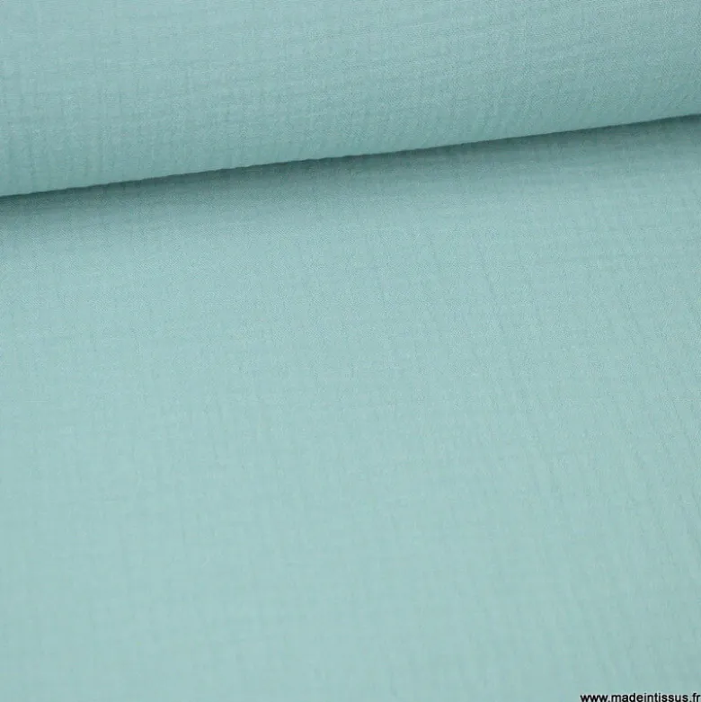 Double gaze de coton Bio uni céladon - OEKO TEX