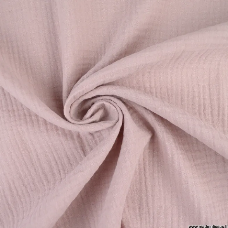 Double gaze de coton Bio uni vieux rose - OEKO TEX