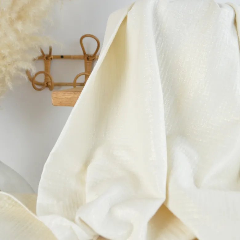 Double gaze de coton irisé Lurex fond Ecru -OEKO TEX