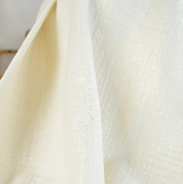 Double gaze de coton irisé Lurex fond Ecru -OEKO TEX
