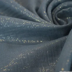 Double gaze de coton irisé Lurex Bleu jean -OEKO TEX