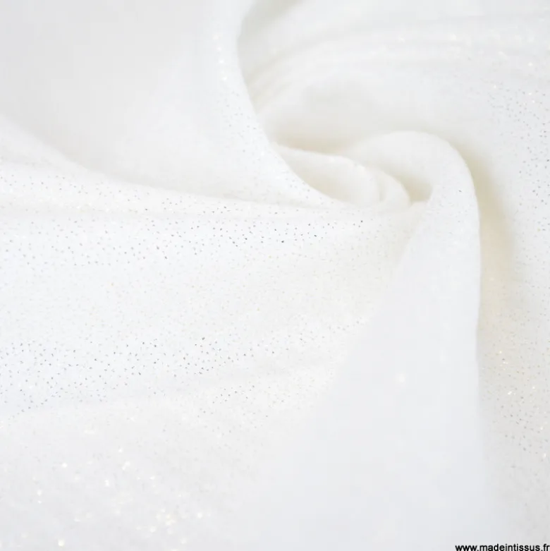 Double gaze de coton irisé Lurex Blanc -OEKO TEX