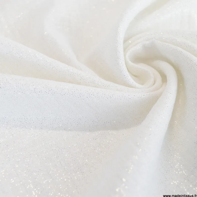 Double gaze de coton irisé Lurex Blanc -OEKO TEX