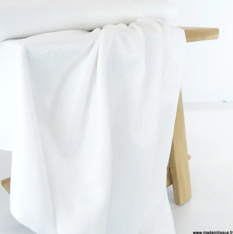 Double gaze de coton irisé Lurex Blanc -OEKO TEX