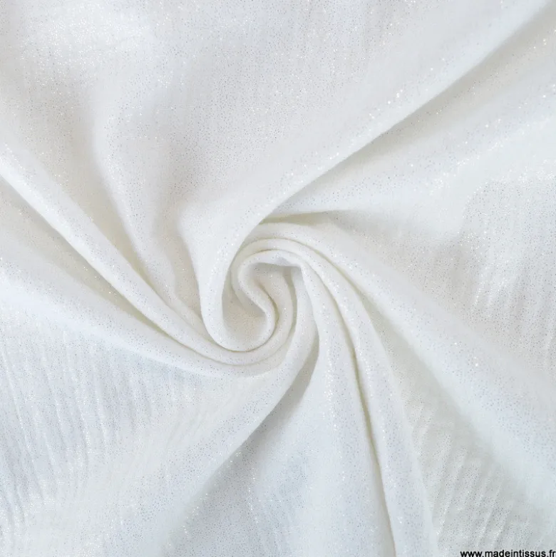 Double gaze de coton irisé Lurex Blanc -OEKO TEX