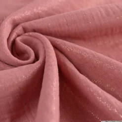 Double gaze de coton irisé Lurex fond vieux rose -OEKO TEX