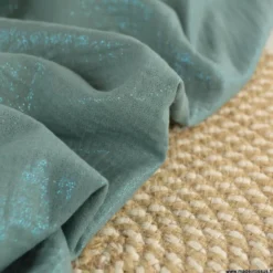 Double gaze de coton irisé Lurex fond Vert céladon -OEKO TEX