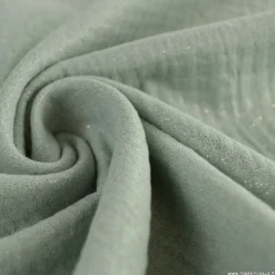 Double gaze de coton irisé Lurex fond Vert Tilleul -OEKO TEX
