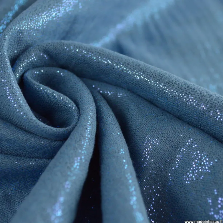 Double gaze de coton irisé Lurex fond Bleu indigo -OEKO TEX