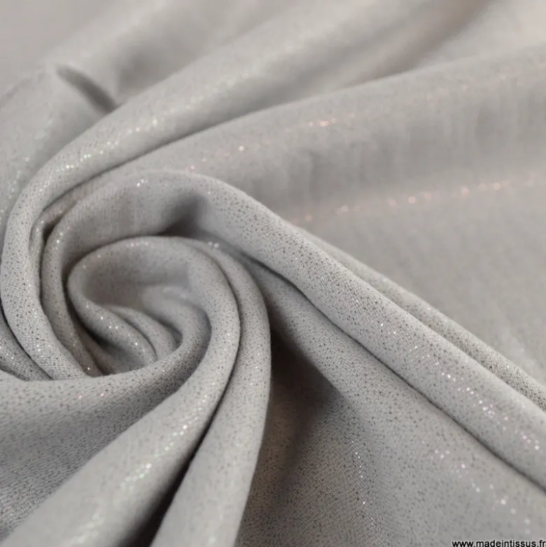 Double gaze de coton irisé Lurex fond Gris clair -OEKO TEX