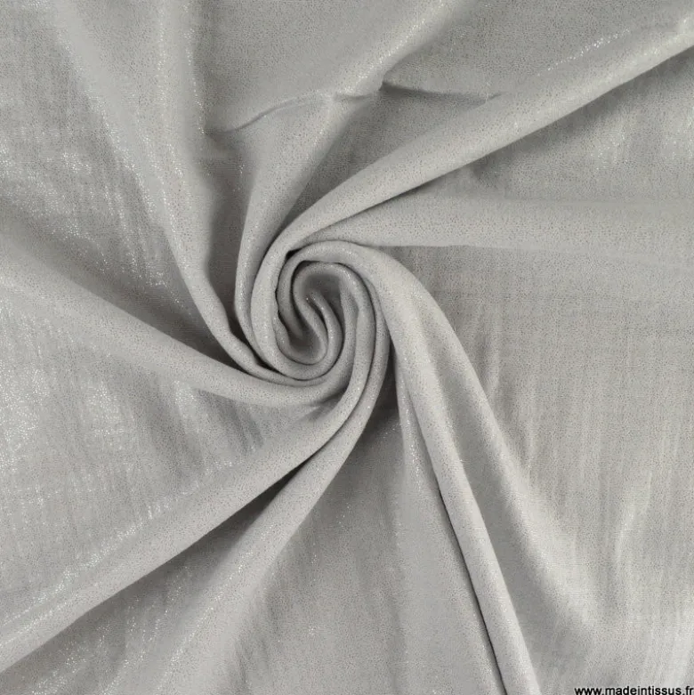 Double gaze de coton irisé Lurex fond Gris clair -OEKO TEX