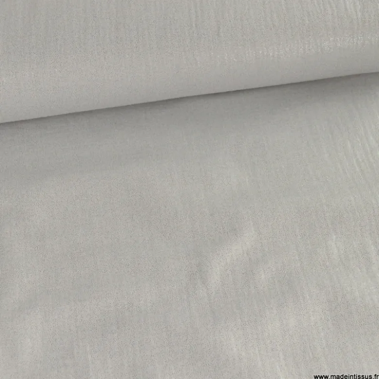 Double gaze de coton irisé Lurex fond Gris clair -OEKO TEX