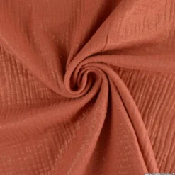Double gaze de coton irisé Lurex fond Brique -OEKO TEX