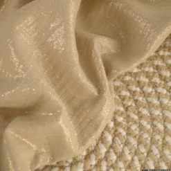 Double gaze de coton irisé Lurex fond Beige -OEKO TEX