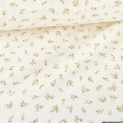 Double gaze de coton Laurette feuillage fond écru -OEKO TEX