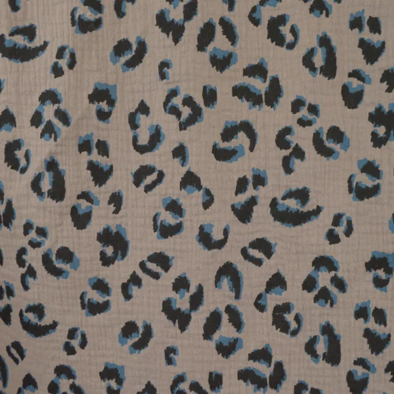 Double gaze Fauve motif léopard Taupe - OEKO TEX