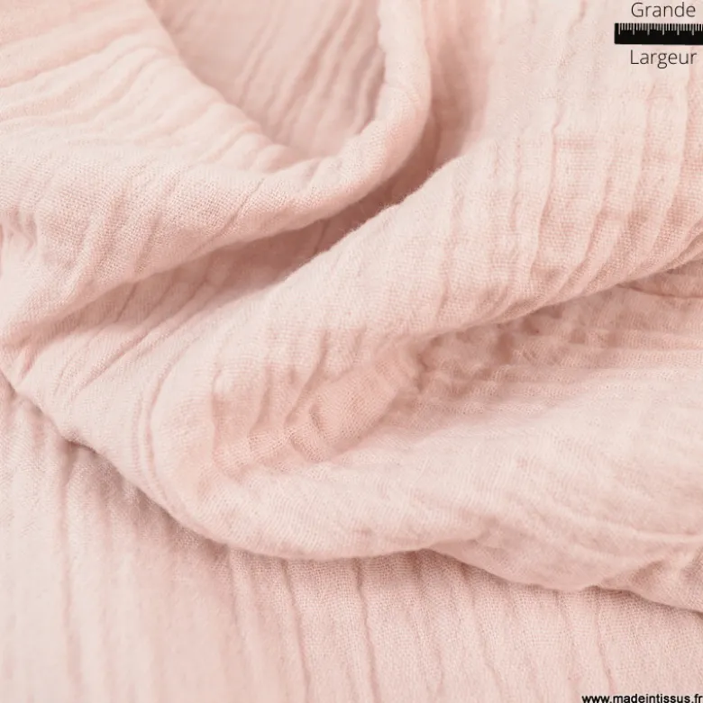 Double gaze grande largeur coloris Pétale (280cm) - OEKO TEX