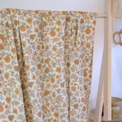 Double gaze Marion motifs fleurs camel-exclusivité made in tissus
