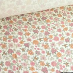 Double gaze marion motifs fleurs roses - exclusivité made in tissus