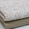 Double gaze motif Emilie - Motif fleurs et feuillage beige