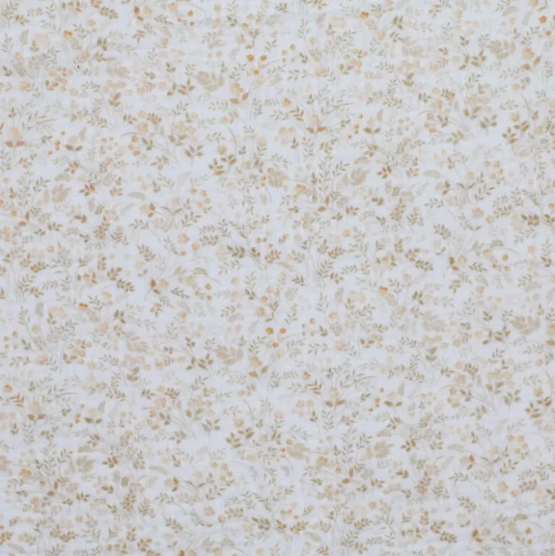 Double gaze motif Emilie - Motif fleurs et feuillage beige