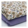 Double gaze motif fleurs d'été Lilas et beige