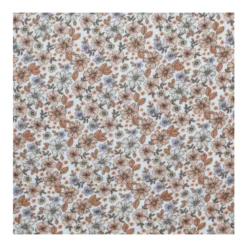 Double gaze motif fleurs d'été Lilas et beige