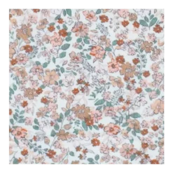 Double gaze motifs fleurs Cacao et vert