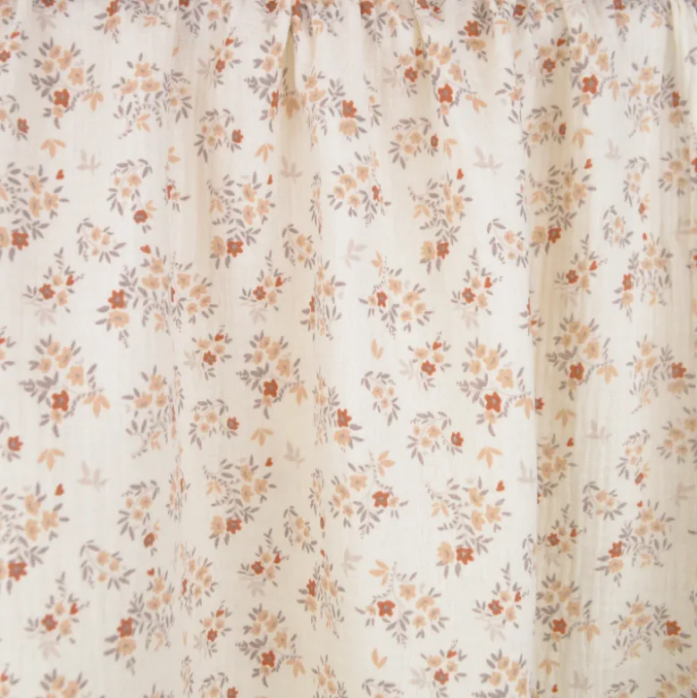 Double gaze Namra motif fleurs terracotta fond Ecru - OEKO TEX