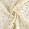 Double gaze Nelsi motif fleurs fauve fond Ecru - OEKO TEX