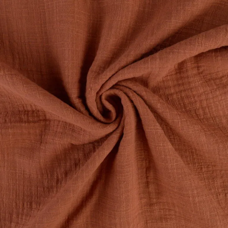 Double gaze Slub effet lin coloris Terracotta - OEKO TEX