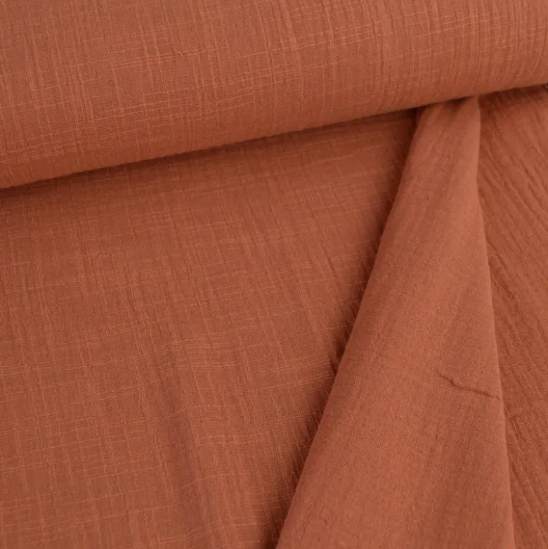 Double gaze Slub effet lin coloris Terracotta - OEKO TEX