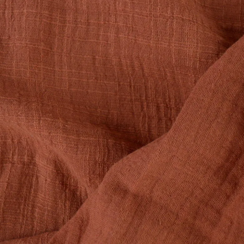 Double gaze Slub effet lin coloris Terracotta - OEKO TEX
