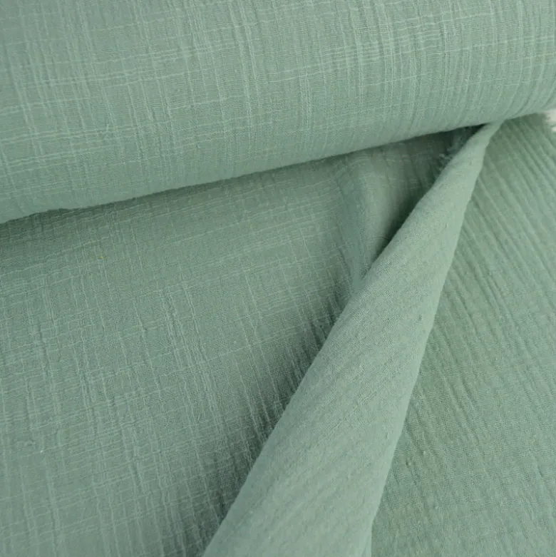 Double gaze Slub effet lin coloris vert céladon - OEKO TEX