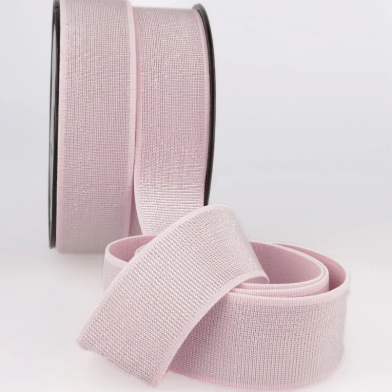 Elastique METAL Souple 40mm coloris Rose et lurex Argent