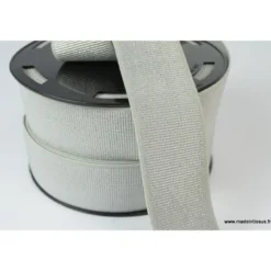 Elastique METAL Souple 40mm coloris Gris et lurex Argent