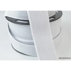 Elastique METAL Souple 40mm coloris Blanc et lurex Argent