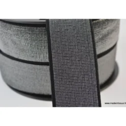 Elastique METAL Souple 40mm coloris Noir et lurex argent
