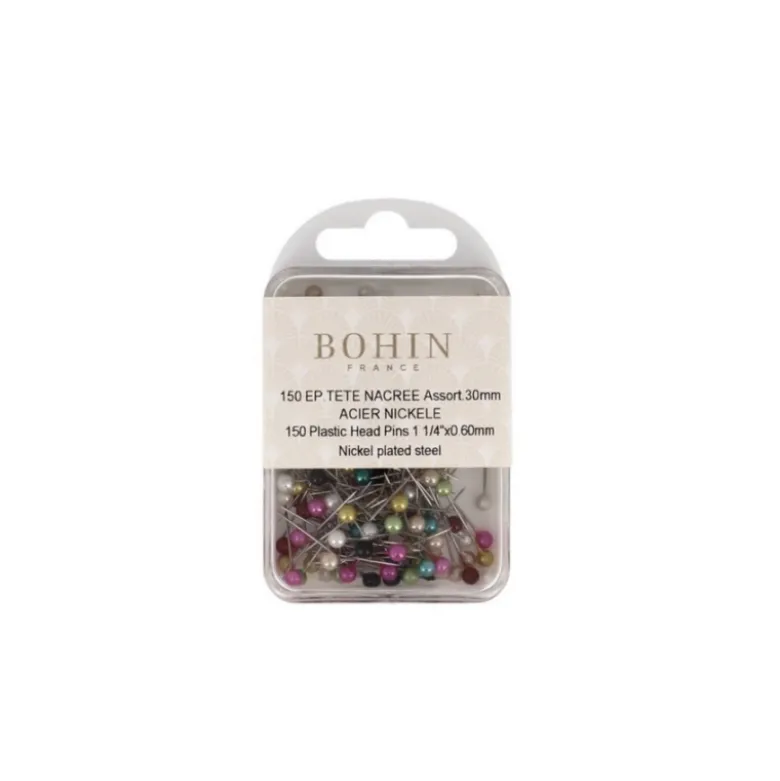 Epingles tête nacrées assorties Bohin 30 x 0.60mm