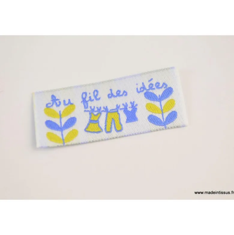 Etiquette tisséeà coudre message "Au fil des Idées" 20x45mm