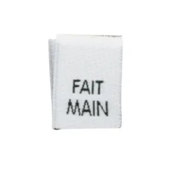 Etiquette tissée pliée à coudre message "FAIT MAIN" 15x40mm
