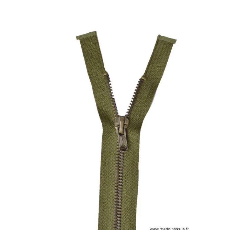 Fermeture éclair en nylon séparable Maille laiton col 765 Kaki foncé - Z19
